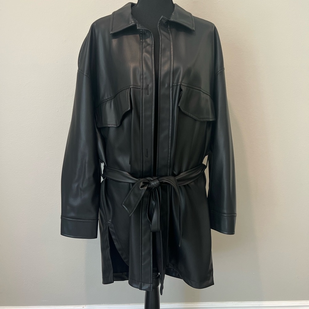 Faux leather blazer